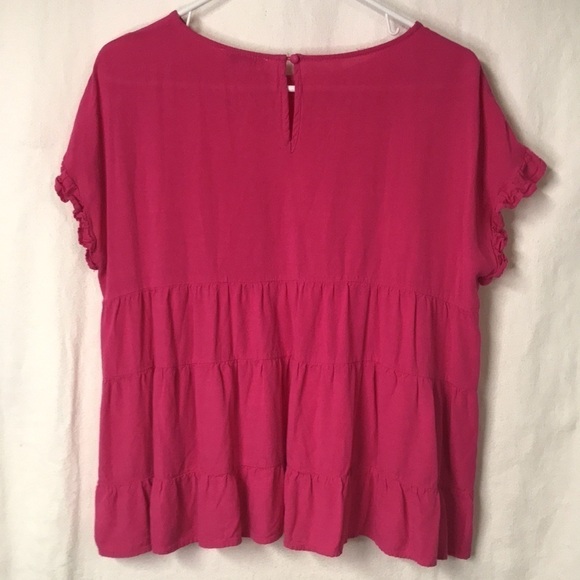 Andree by Unit Women’s Ruffle Top Pink Size L Flutter Sleeve Boho Summer Barbie - Picture 6 of 11
